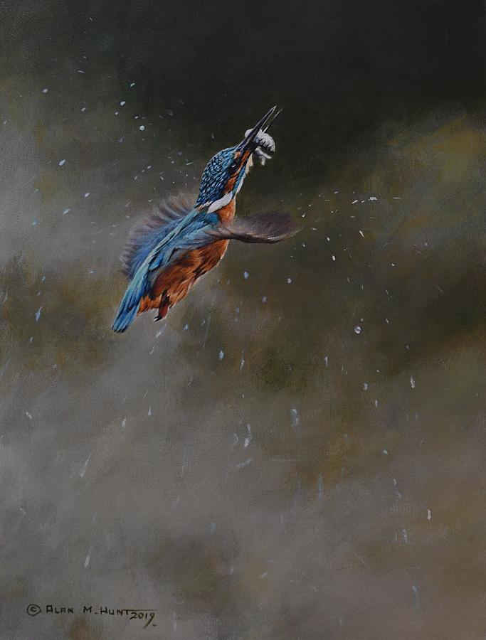 Kingfisher Flying Painting by Alan M Hunt