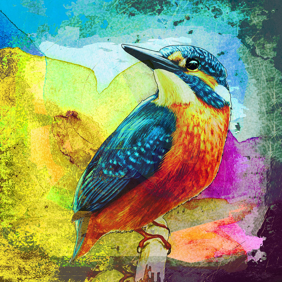 Kingfisher Madness Painting by Miki De Goodaboom