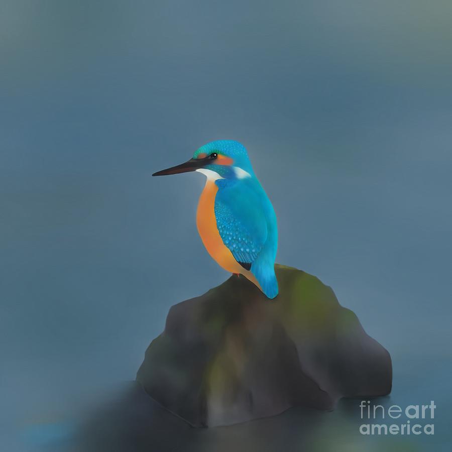 Kingfisher Digital Art by Yvonne Johnstone