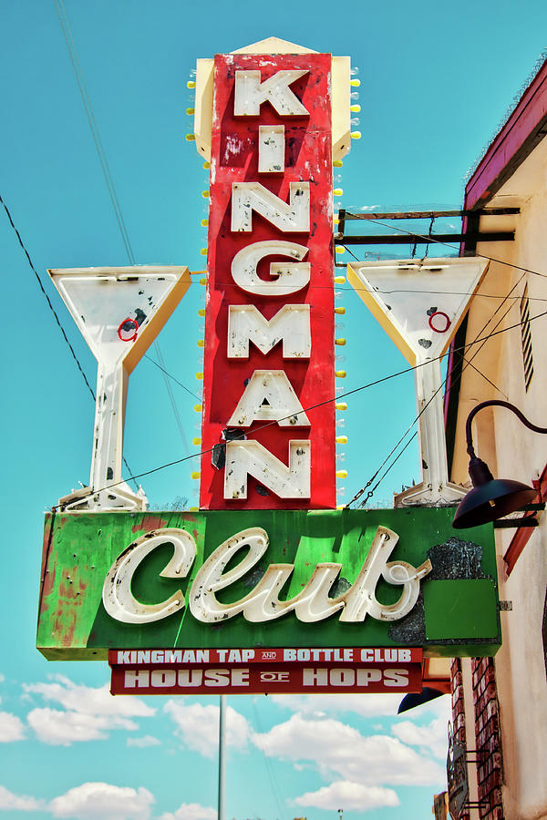 Kingman Club sign, Arizona Photograph by Tatiana Travelways