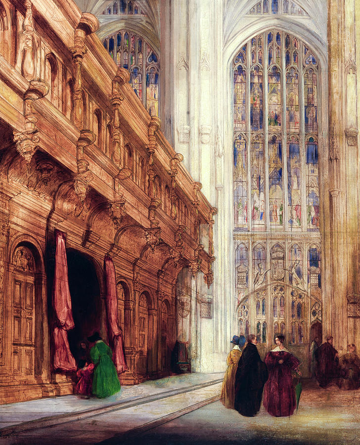 Kings College Chapel Cambridge by David Roberts 1837 Painting by David Roberts