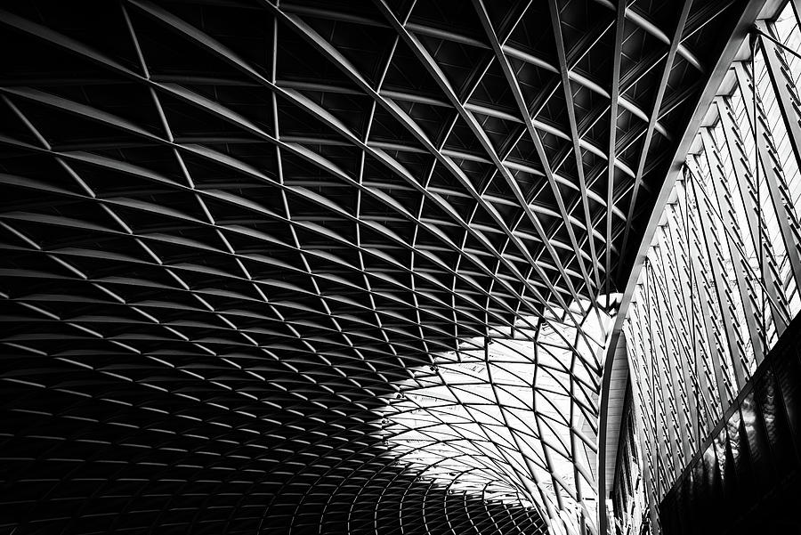 Kings Cross Railway Station Roof Black and White Photograph by Matthias Hauser
