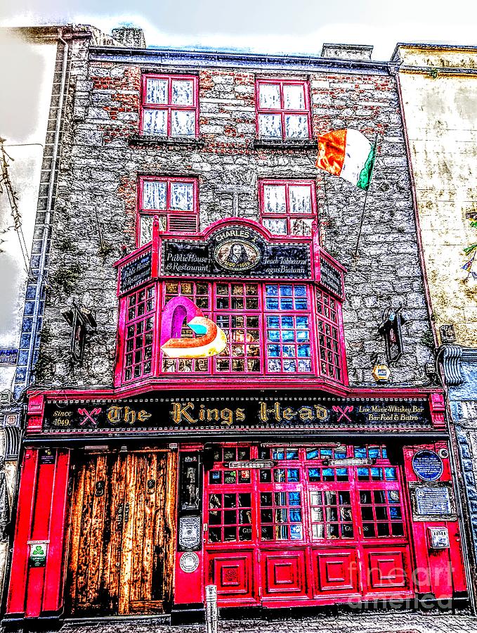 photos of Kings head bar Galway Ireland  Mixed Media by Mary Cahalan Lee - aka PIXI