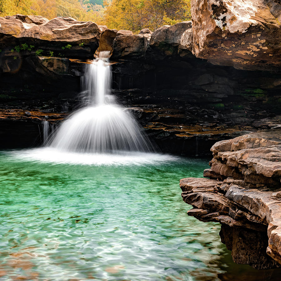 Arkansas Waterfall Photograph - Kings River Falls Scenic Waterfall and Swimming Hole - Arkansas 1x1 by Gregory Ballos