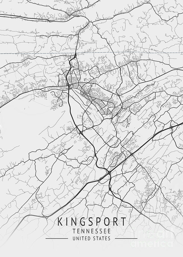 Kingsport - Tennessee US Gray City Map Digital Art by Tien Stencil ...