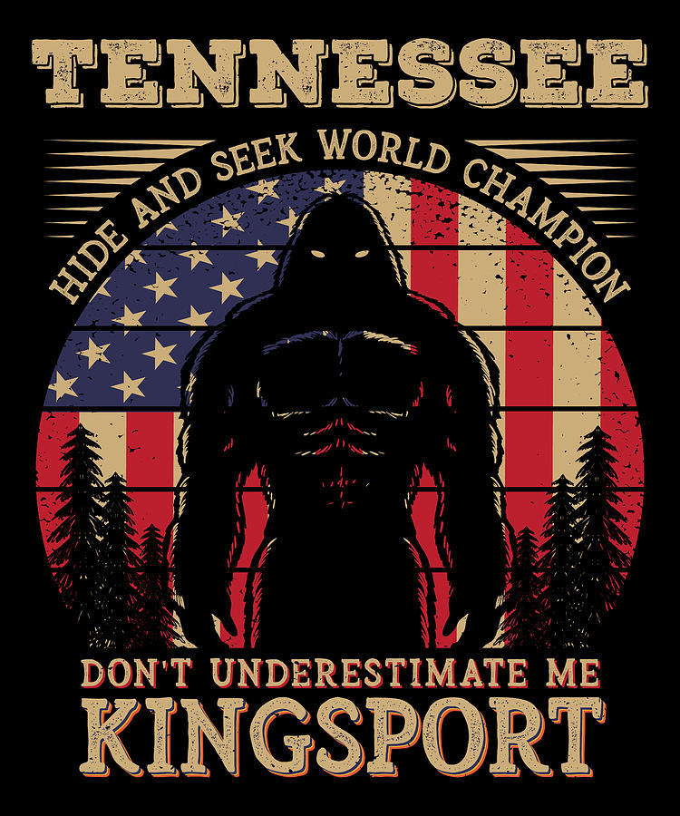 Kingsport Tennessee Bigfoot 4th of July Patriotic USA Flag Sasquatch