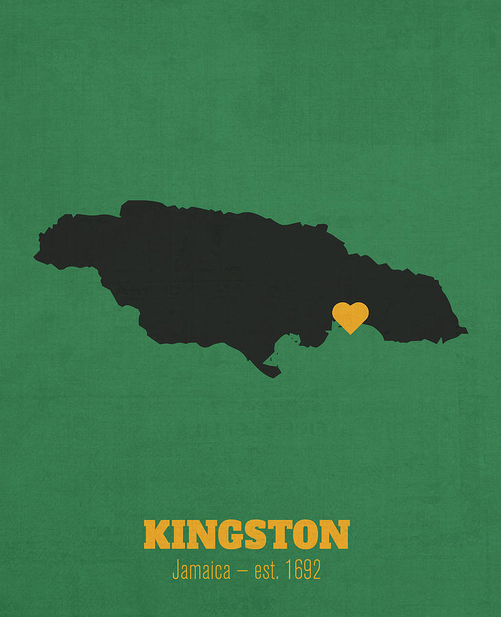 Kingston Jamaica Founded 1692 World Cities Heart Print Mixed Media By Design Turnpike Fine Art 5982