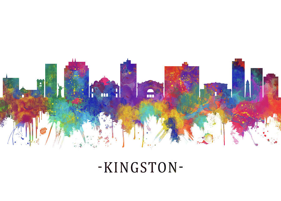 Kingston Jamaica Skyline Mixed Media by NextWay Art - Pixels