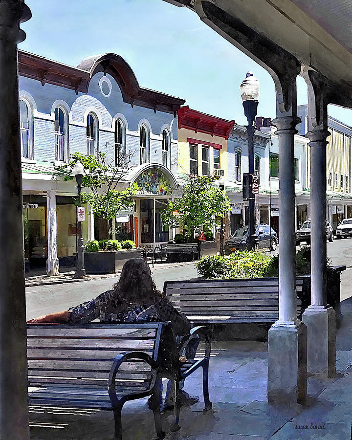 City Photograph - Kingston NY - Relaxing on N Front St by Susan Savad