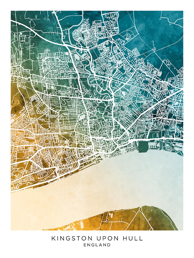 Kingston upon Hull England City Map #37 Digital Art by Michael Tompsett