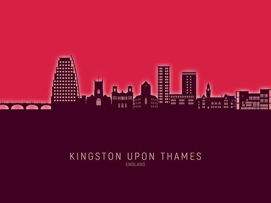 Kingston upon Thames England Skyline #02 Digital Art by Michael Tompsett
