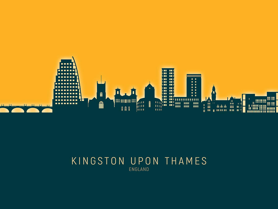 Kingston upon Thames England Skyline #03 Digital Art by Michael Tompsett
