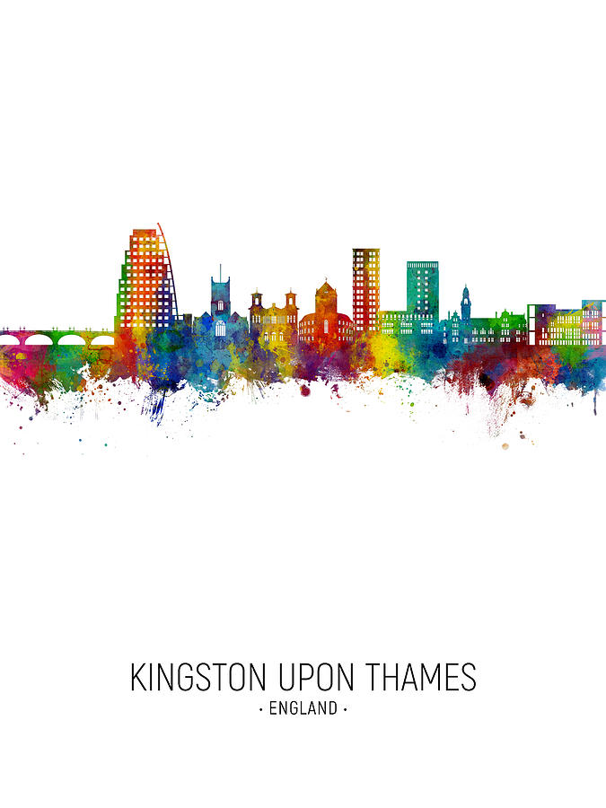 Kingston upon Thames England Skyline #05 Digital Art by Michael Tompsett