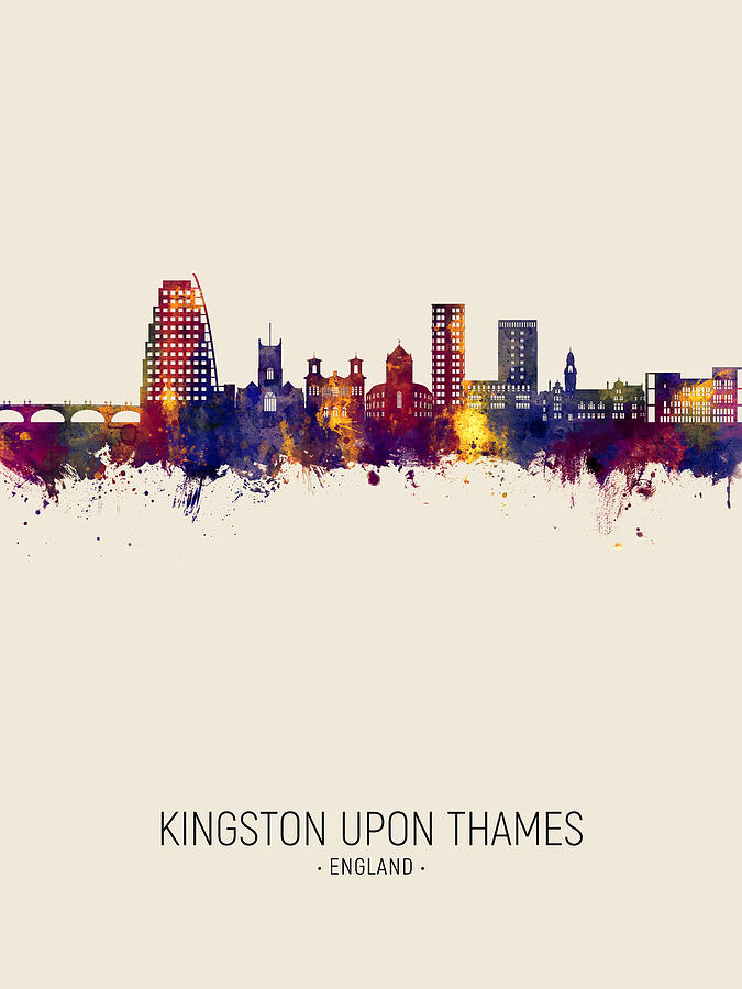 Kingston upon Thames England Skyline #06 Digital Art by Michael Tompsett