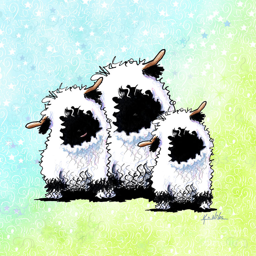 Sheep Mixed Media - KiniArt Valais Blacknose Sheep by Kim Niles aka KiniArt