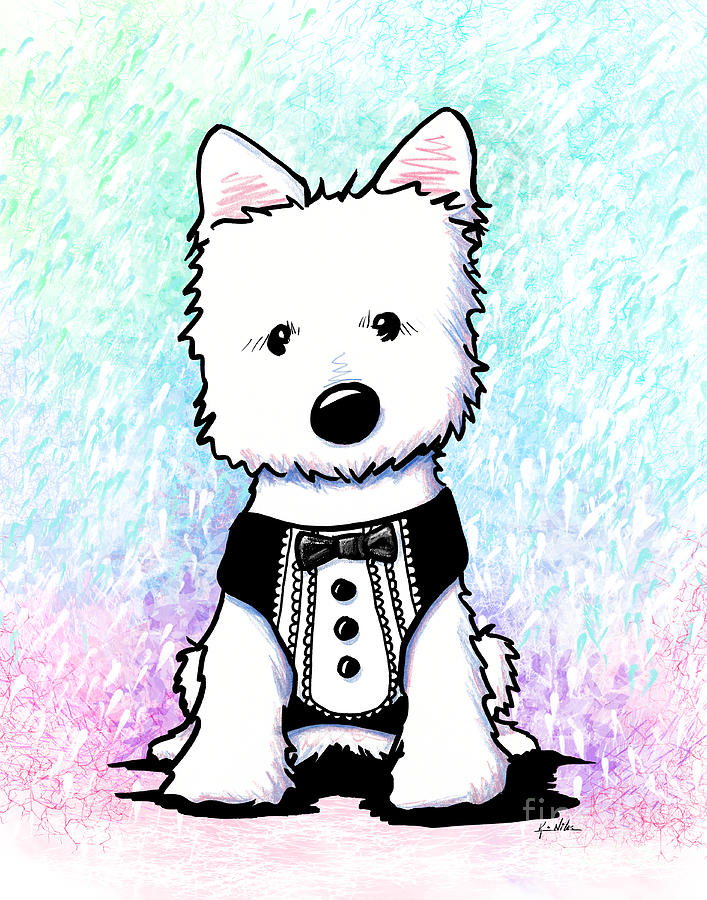 KiniArt Westie Best Man Drawing by Kim Niles - Fine Art America