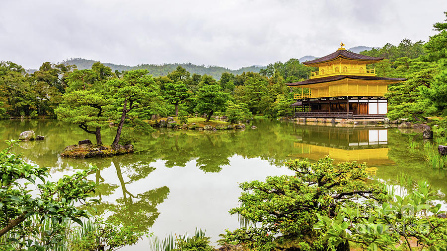 Kinkaku-ji or golden pavilion and pond, Kyoto Photograph by Lyl Dil Creations