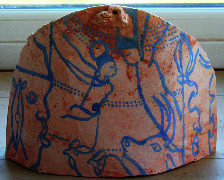 Kintu and Nambi Shield View Three Ceramic Art by Gloria Ssali