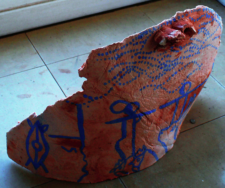 Kintu and Nambi Shield View Two Ceramic Art by Gloria Ssali