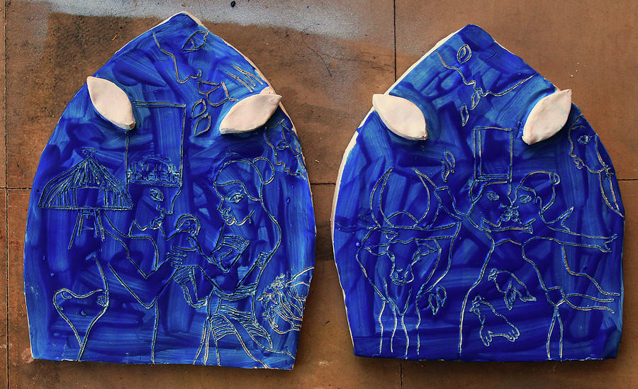 Kintu and Nambi Shields Slabs Ceramic Art by Gloria Ssali