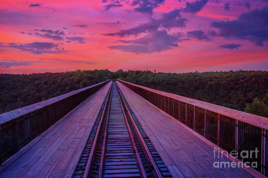 Kinzua Bridge Skywalk Sunset Horizontal Digital Art by Randy Steele