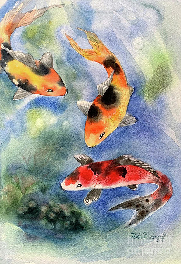 Kio Fish Swimming Painting by Hilda Vandergriff