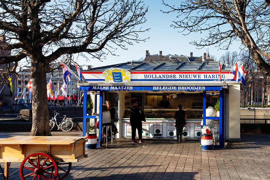 Kiosk sales of new Dutch herring at Binnenhof, The Hague, the Netherlands Photograph by Dutchphotography