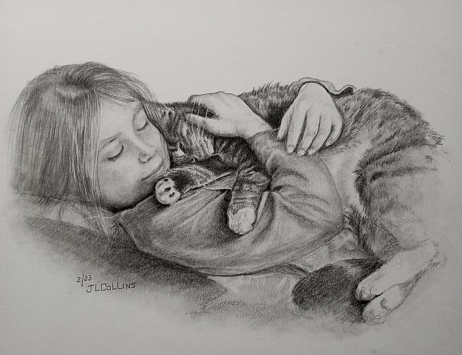 Kira and Achilles Drawing by J L Collins