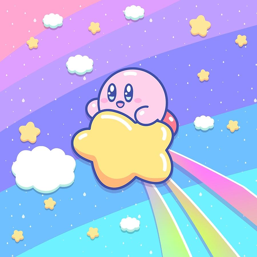 Kirby Flying UP the SKY Poster Digital Art by Jeffery Hampton - Pixels