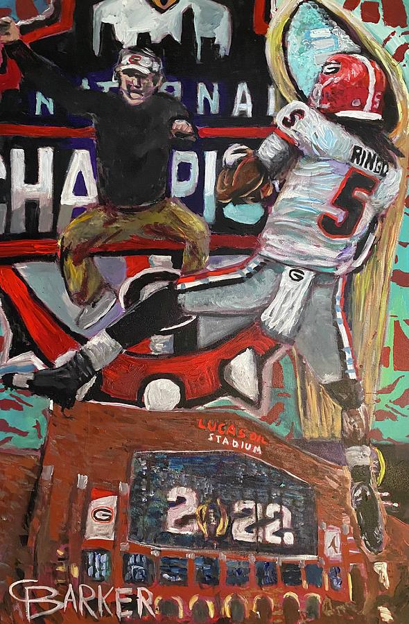 Georgia Bulldogs Painting - Kirby Smart and Kelee Ringo by Chad Barker