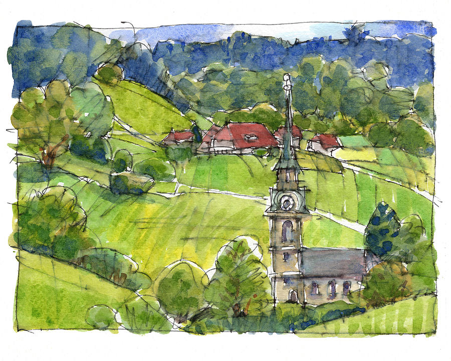 Kirche in Heimiswil Painting by Judith Kunzle