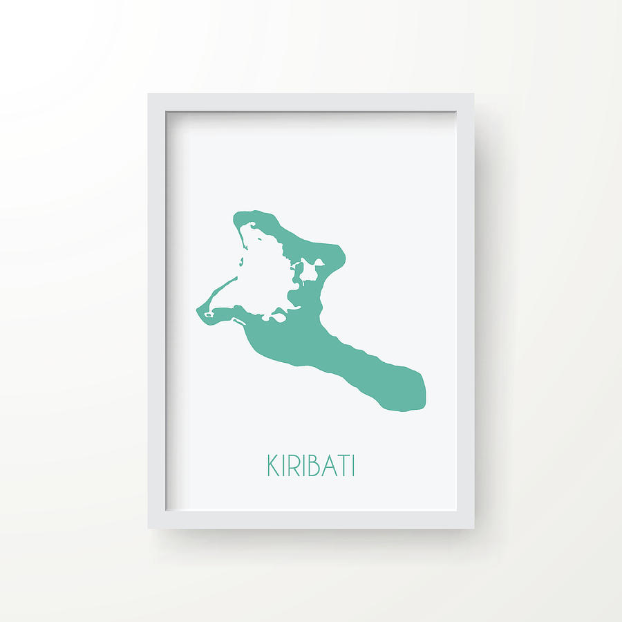 Kiribati Map in Frame on White Background Drawing by Bgblue