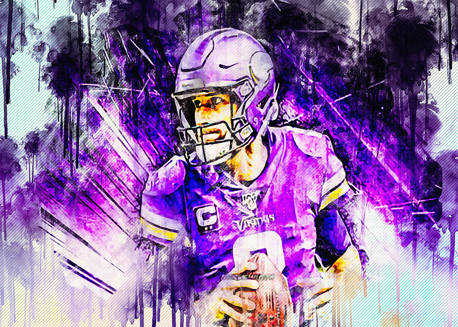 Kirk Cousins Grunge Art Quarterback Minnesota Vikings Painting by Sissy ...