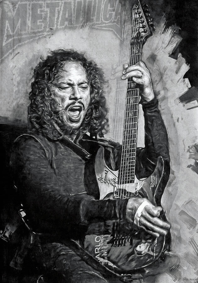 Kirk Hammett Metallica Guitarist Mixed Media by Mal Bray