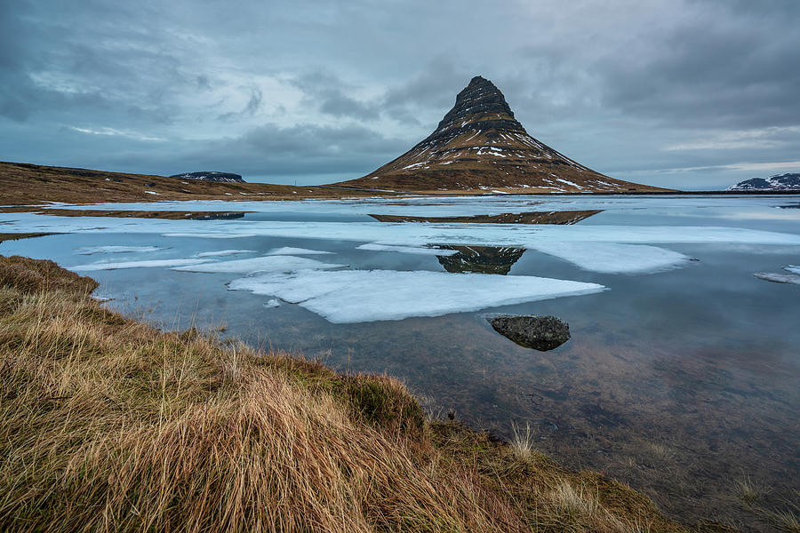Kirkjufell mountain in West Iceland on a cold morning in February Photograph by Anges Van der Logt