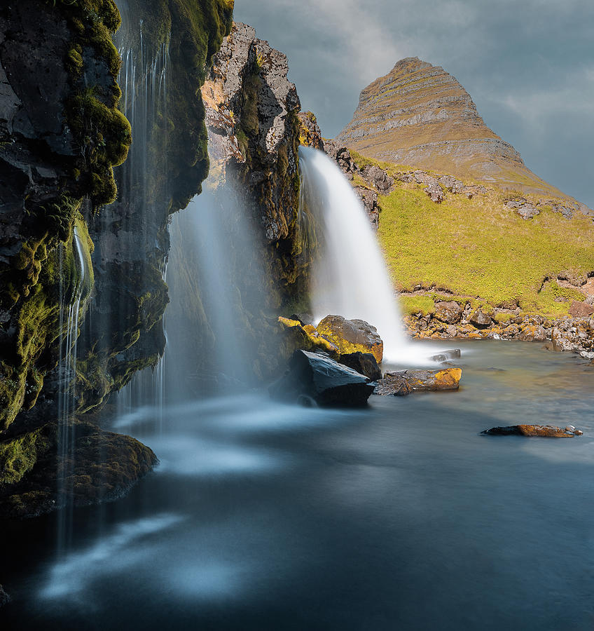 Kirkjufellsfoss Below the Falls Photograph by Donnie Whitaker