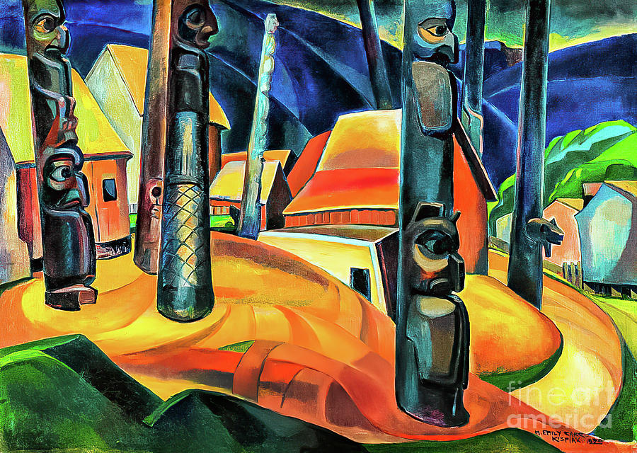Kispiax Village by Emily Carr 1929 Painting by Emily Carr