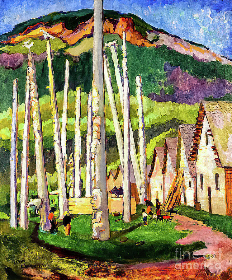 Kispiox Village by Emily Carr 1912 Painting by Emily Carr
