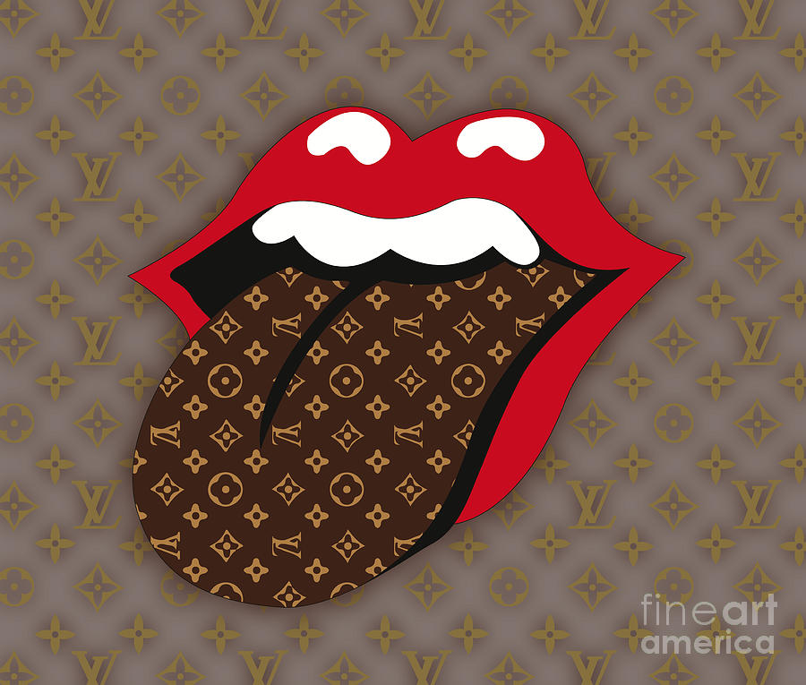 Kiss Lips with Tongue Out with Red Lips and Designer Tongue with LV ...