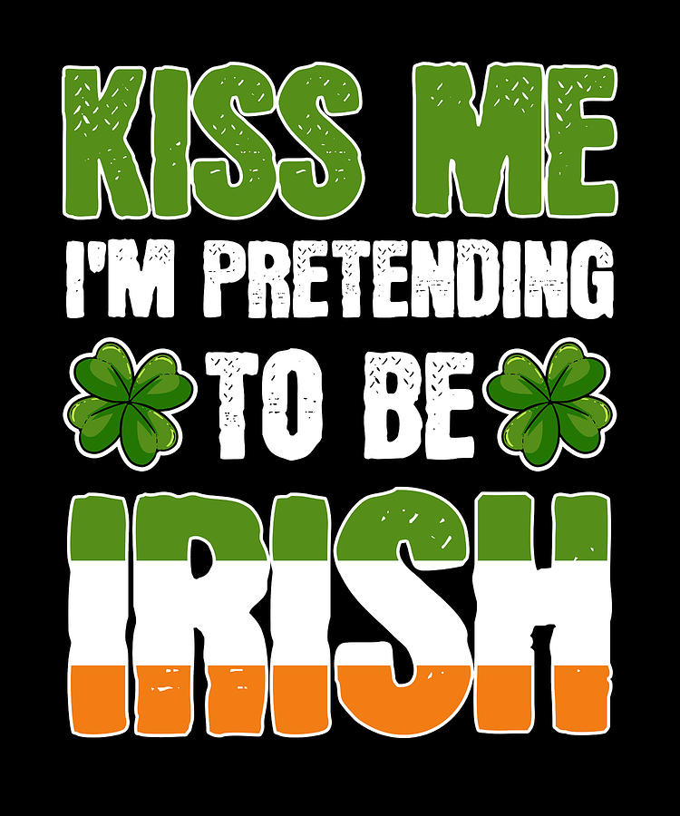Buckle Down KISS ME Multicolor Im Irish Clovers Green/White Throw Pillow