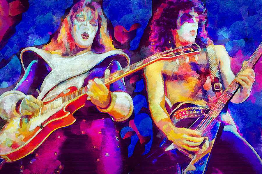 Ace Frehley Mixed Media - Kiss Rock Band Ace Frehley Paul Stanley Art I Stole Your Love by The Rocker Chic