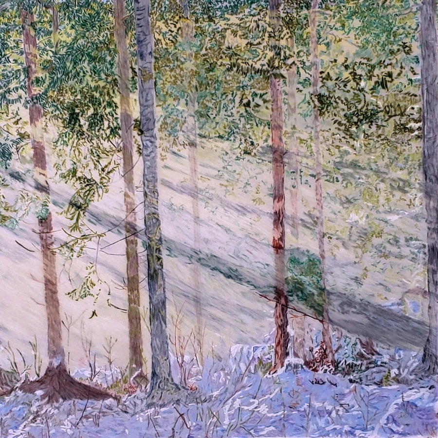 Kiss the Light Leaking Through the Trees Painting by Kathy Crockett