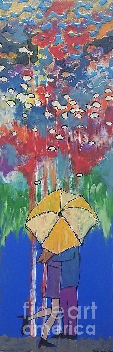 Kissin in the Rain Painting by Mark SanSouci