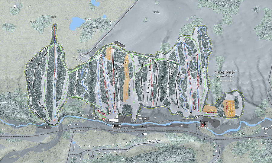 Kissing Bridge Ski Resort Map Digital Art by Powder Addicts