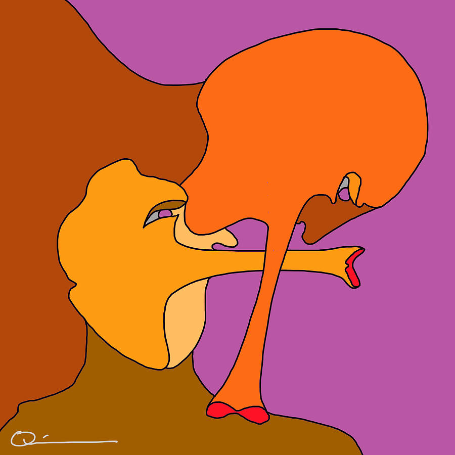 Kissing Digital Art by Jeffrey Quiros
