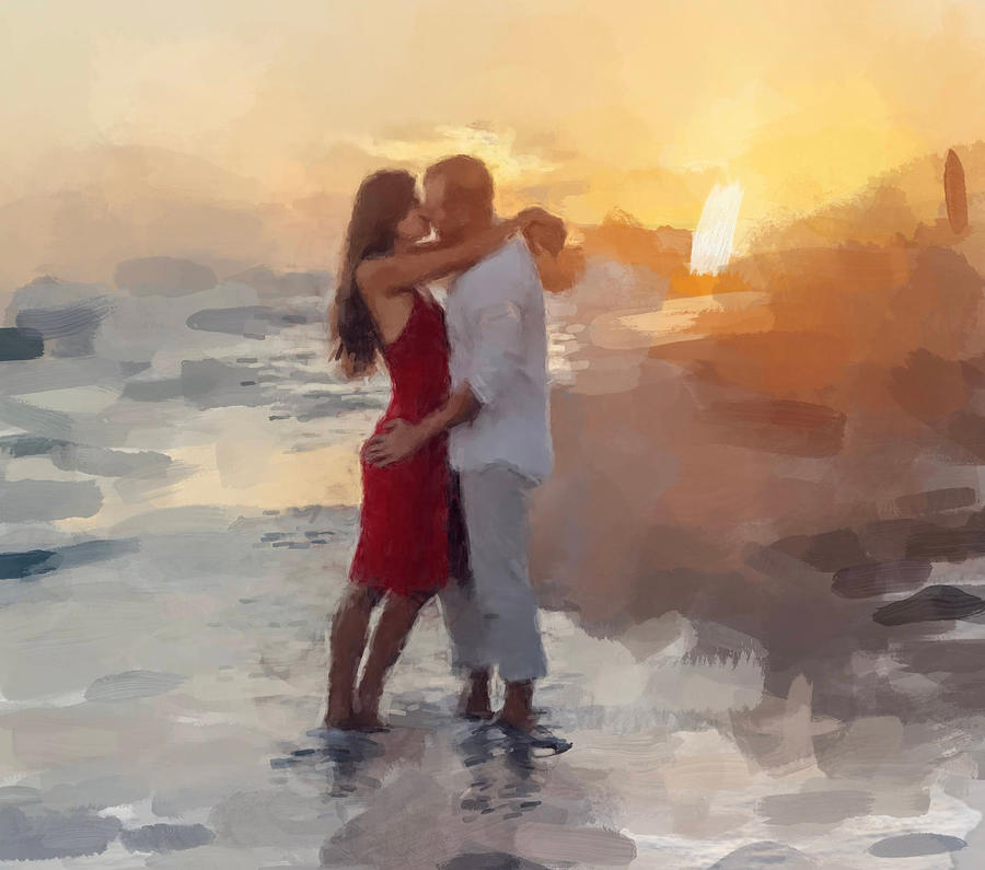 Kissing on the Beach Painting by Gary Arnold
