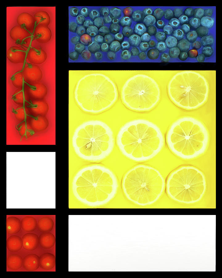 Primary Colors Photograph - Kitchen Abstract - Fruit Mondrian Style - No2 by Nikolyn McDonald