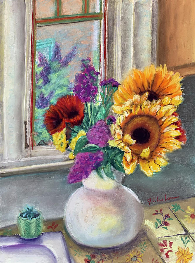 Kitchen Blooms Painting by Jan Chesler