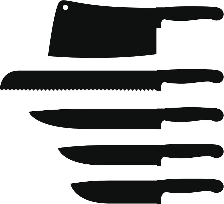 Kitchen Knife Silhouettes Drawing by Bortonia