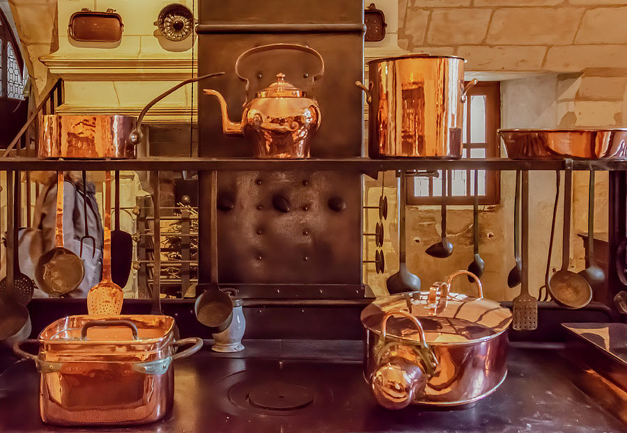 Kitchen of Copper, French Country Decor Photograph by Marcy Wielfaert